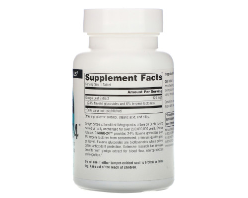 Source Naturals, Гинкго-24, 120 мг, 120 таблеток Source Naturals, Гинкго-24, 120 мг, 120 таблеток
