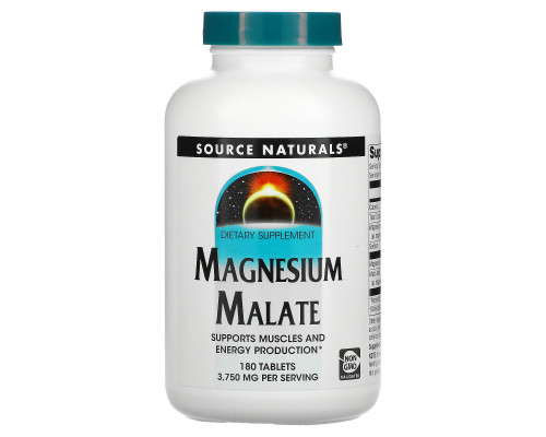 Source Naturals, Яблочнокислый магний, 180 таблеток