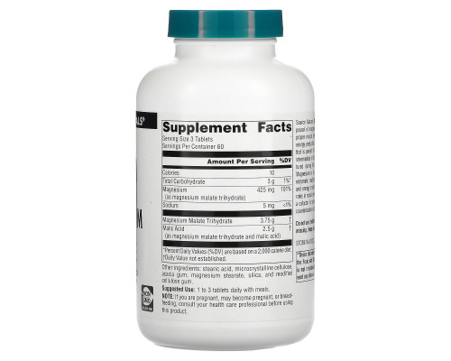 Source Naturals, Яблочнокислый магний, 180 таблеток