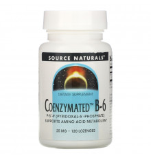 Source Naturals, Витамин B-6 с коферментами, 25 мг под язык, 120 таблеток