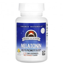 БАДы Source Naturals, Мелатонин, апельсин, 2,5 мг, 240 пастилок