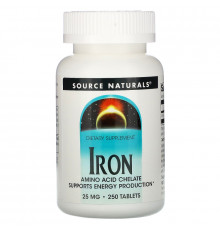 Source Naturals, Железо, 25 мг, 250 таблеток