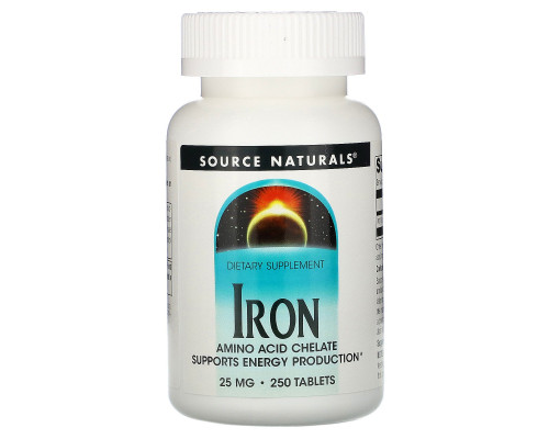 Source Naturals, Железо, 25 мг, 250 таблеток Source Naturals, Железо, 25 мг, 250 таблеток