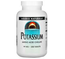 Source Naturals, Калий, 99 мг, 250 таблеток
