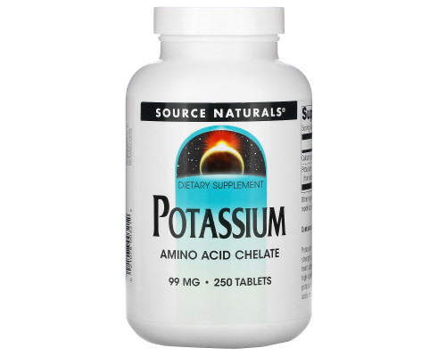 Source Naturals, Калий, 99 мг, 250 таблеток Source Naturals, Калий, 99 мг, 250 таблеток