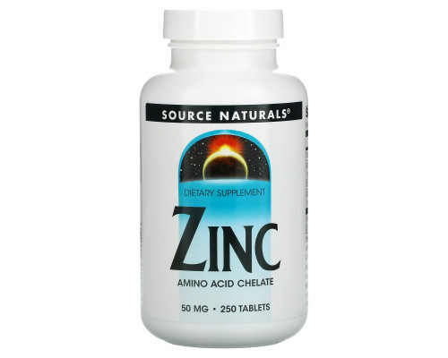 Source Naturals, Цинк, 50 мг, 250 таблеток Source Naturals, Цинк, 50 мг, 250 таблеток
