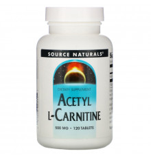 Source Naturals, Ацетил L-карнитин,  500 мг, 120 таблеток