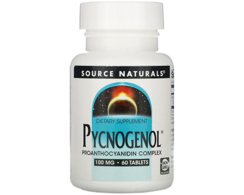 Source Naturals, Пикногенол, 100 мг, 60 таблеток Source Naturals, Пикногенол, 100 мг, 60 таблеток