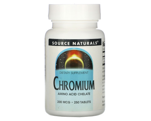 Source Naturals, Хром, 200 мкг, 250 таблеток Source Naturals, Хром, 200 мкг, 250 таблеток