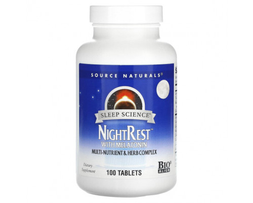 Для здорового сна Source Naturals, Sleep Science, NightRest с мелатонином, 100 таблеток Для здорового сна Source Naturals, Sleep Science, NightRest с мелатонином, 100 таблеток