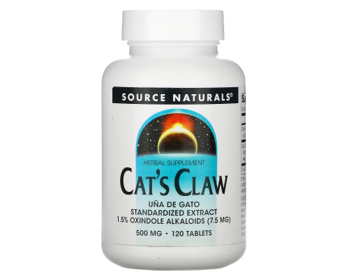 Source Naturals, Растение кошачий коготь, 500 мг, 120 таблеток Source Naturals, Растение кошачий коготь, 500 мг, 120 таблеток
