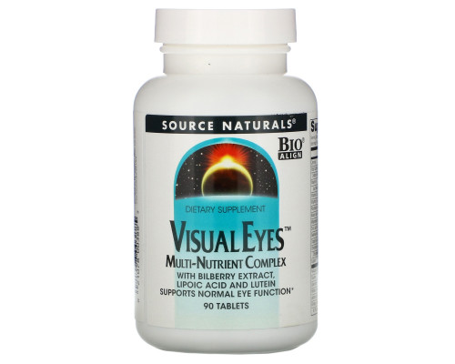 Source Naturals, Visual Eyes, мульти-питательный комплекс, 90 таблеток Source Naturals, Visual Eyes, мульти-питательный комплекс, 90 таблеток