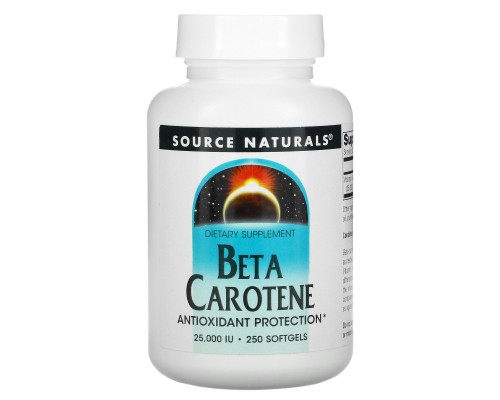 Source Naturals, Бета-каротин, 25000 МЕ, 250 капсул Source Naturals, Бета-каротин, 25000 МЕ, 250 капсул