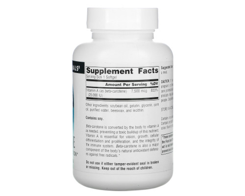 Source Naturals, Бета-каротин, 25000 МЕ, 250 капсул Source Naturals, Бета-каротин, 25000 МЕ, 250 капсул