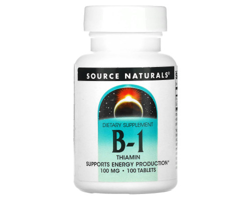 Source Naturals, Витамин B-1, тиамин, 100 мг, 100 таблеток Source Naturals, Витамин B-1, тиамин, 100 мг, 100 таблеток