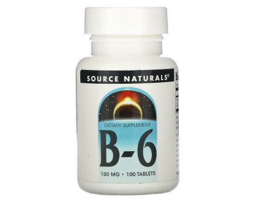 Source Naturals, Витамин В-6, 100 мг, 100 таблеток Source Naturals, Витамин В-6, 100 мг, 100 таблеток