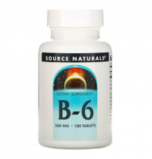 Source Naturals, Витамины B-6, 500 мг, 100 таблеток