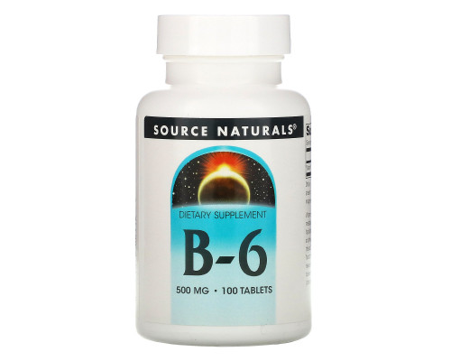 Source Naturals, Витамины B-6, 500 мг, 100 таблеток Source Naturals, Витамины B-6, 500 мг, 100 таблеток