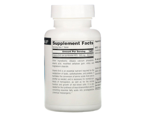 Source Naturals, Витамины B-6, 500 мг, 100 таблеток Source Naturals, Витамины B-6, 500 мг, 100 таблеток