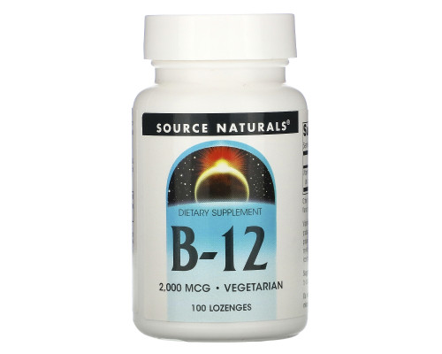 Source Naturals, B-12, 2000 мкг, 100 пастилок Source Naturals, B-12, 2000 мкг, 100 пастилок