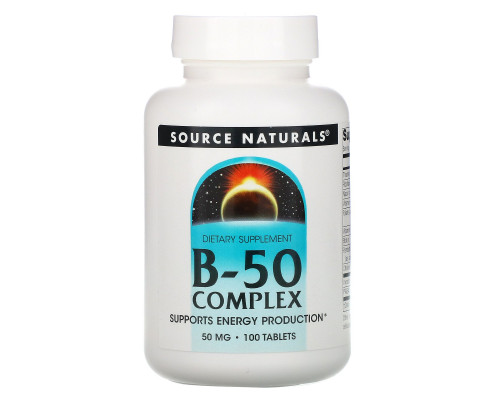 Source Naturals, Комплекс B-50, 50 мг, 100 таблеток Source Naturals, Комплекс B-50, 50 мг, 100 таблеток