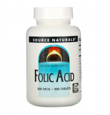 Source Naturals, Фолиевая кислота, 800 мкг, 500 таблеток