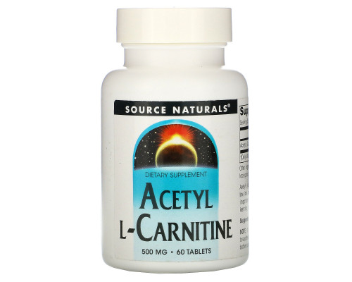 Source Naturals, Ацетил-L-карнитин, 500 мг, 60 таблеток Source Naturals, Ацетил-L-карнитин, 500 мг, 60 таблеток