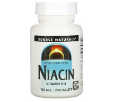 Source Naturals, Никотиновая кислота, 100 мг, 250 таблеток