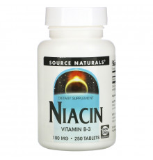 Source Naturals, Никотиновая кислота, 100 мг, 250 таблеток