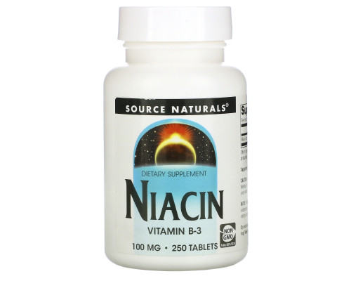 Source Naturals, Никотиновая кислота, 100 мг, 250 таблеток