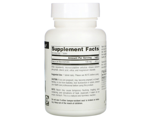 Source Naturals, Никотиновая кислота, 100 мг, 250 таблеток