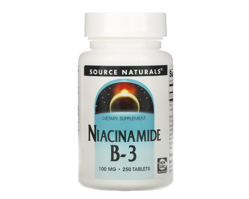 Source Naturals, Никотинамид B-3, 100 мг, 250 таблеток Source Naturals, Никотинамид B-3, 100 мг, 250 таблеток