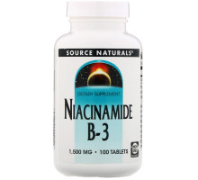 Source Naturals, Никотинамид, B-3,начинает действовать в запланированное время, 1,500 мг, 100 таблеток