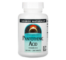 Source Naturals, Пантотеновая кислота, 100 мг, 250 таблеток