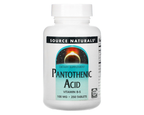 Source Naturals, Пантотеновая кислота, 100 мг, 250 таблеток Source Naturals, Пантотеновая кислота, 100 мг, 250 таблеток