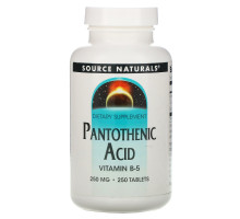 Source Naturals, Пантотеновая кислота, витамин В-5, 250 мг, 250 таблеток