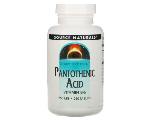 Source Naturals, Пантотеновая кислота, витамин В-5, 250 мг, 250 таблеток Source Naturals, Пантотеновая кислота, витамин В-5, 250 мг, 250 таблеток