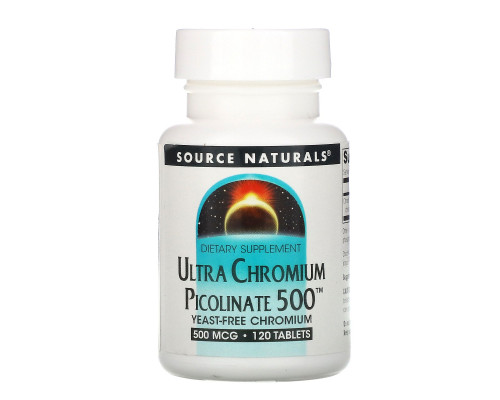 Source Naturals, Ультра пиколинат хрома 500, 500 мкг, 120 таблеток Source Naturals, Ультра пиколинат хрома 500, 500 мкг, 120 таблеток