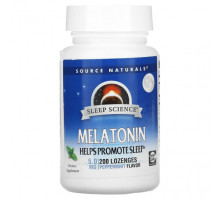 БАДы Source Naturals, Мелатонин, мята, 5 мг, 200 пастилок
