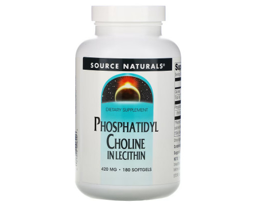 Source Naturals, Phosphatidyl Choline, In Lecithin, 420 mg, 180 Softgels Source Naturals, Phosphatidyl Choline, In Lecithin, 420 mg, 180 Softgels