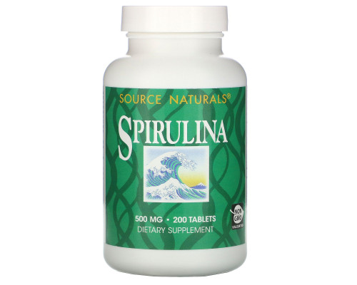 Source Naturals, Спирулина, 500 мг, 200 таблеток Source Naturals, Спирулина, 500 мг, 200 таблеток