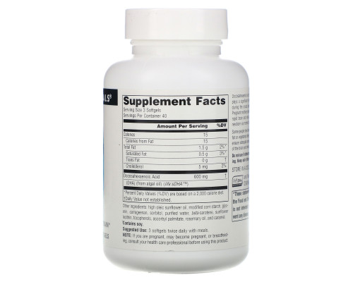 Source Naturals, Докозагексаеновая кислота (DHA) Neuromins, 200 мг, 120 растительных капсул Source Naturals, Докозагексаеновая кислота (DHA) Neuromins, 200 мг, 120 растительных капсул