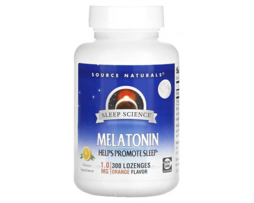БАДы Source Naturals, Sleep Science, мелатонин, апельсин, 1 мг, 300 пастилок БАДы Source Naturals, Sleep Science, мелатонин, апельсин, 1 мг, 300 пастилок