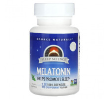 БАДы Source Naturals, Мелатонин, мята, 1 мг, 100 пастилок