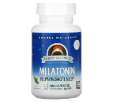 БАДы Source Naturals, Sleep Science, мелатонин, перечная мята, 1 мг, 300 пастилок
