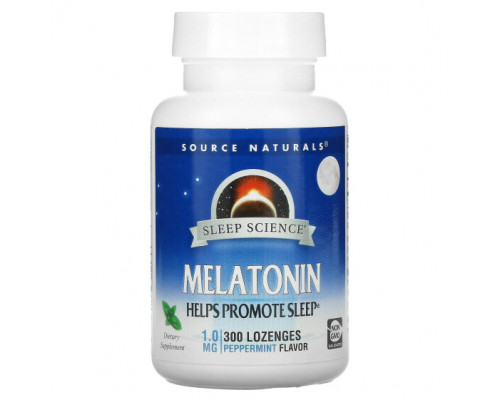 БАДы Source Naturals, Sleep Science, мелатонин, перечная мята, 1 мг, 300 пастилок БАДы Source Naturals, Sleep Science, мелатонин, перечная мята, 1 мг, 300 пастилок