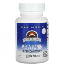 БАДы Source Naturals, Sleep Science, мелатонин, 1 мг, 300 таблеток