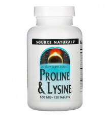 Source Naturals, L-пролин L-лизин, 275 мг/275 мг, 120 таблеток