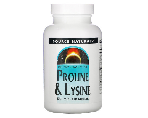 Source Naturals, L-пролин L-лизин, 275 мг/275 мг, 120 таблеток Source Naturals, L-пролин L-лизин, 275 мг/275 мг, 120 таблеток