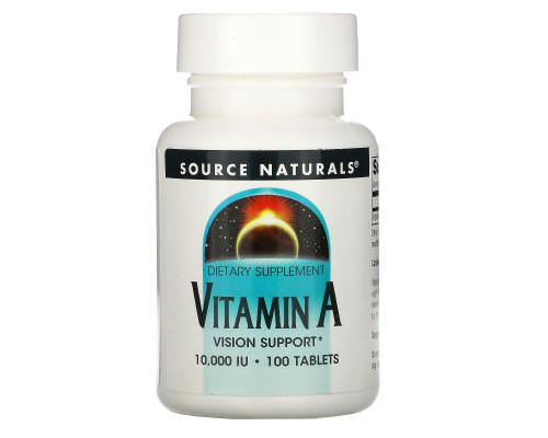 Source Naturals, Витамин А, 10 000 МЕ, 100 таблеток Source Naturals, Витамин А, 10 000 МЕ, 100 таблеток